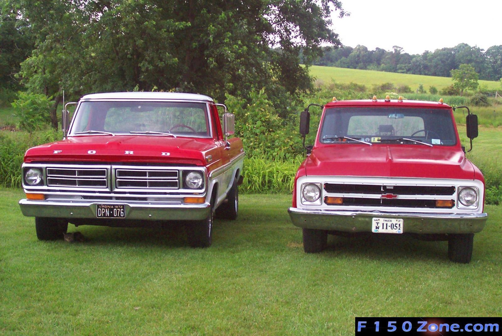 1967 chevy ramptruck i painted beside my 72 xlt